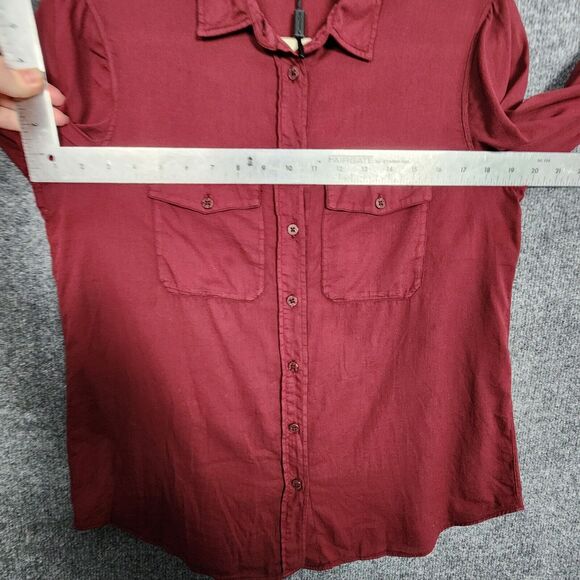 NWOT MASSIMO DUTTI Red Long Sleeve Collared Double Pocket Blouse Top SIZE 8 - Picture 10 of 16
